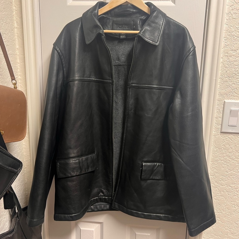 J Crew Men’s Vintage Leather Jacket, XL.